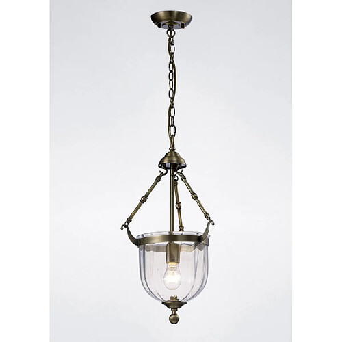 Luminaire Center Suspension Aubrey 1 Ampoule laiton antique/verre