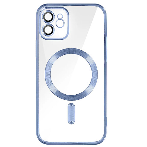 Avizar Coque MagSafe pour iPhone 12 Silicone Protection Caméra Chromé Bleu Clair