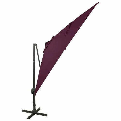 Maison Chic Parasol Jardin | Parasol déporté avec mat et lumières LED Rouge bordeaux 300 cm - GKD58777