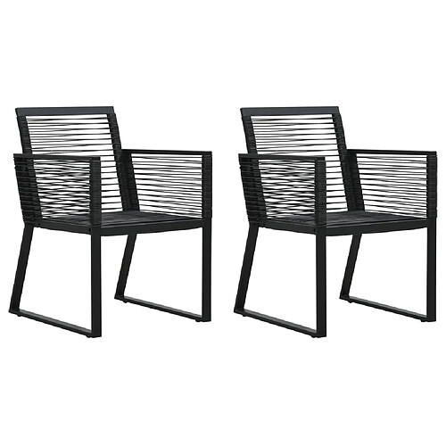 vidaXL Chaises de jardin lot de 2 Noir Rotin PVC