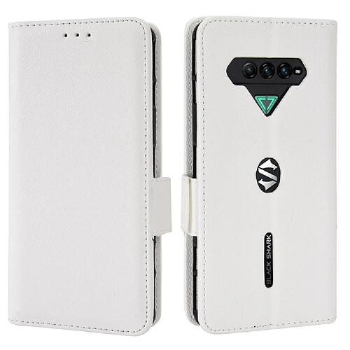 Etui en PU texture litchi, fermoir magnétique avec support, blanc pour votre Xiaomi Black Shark 4/Black Shark 4 Pro