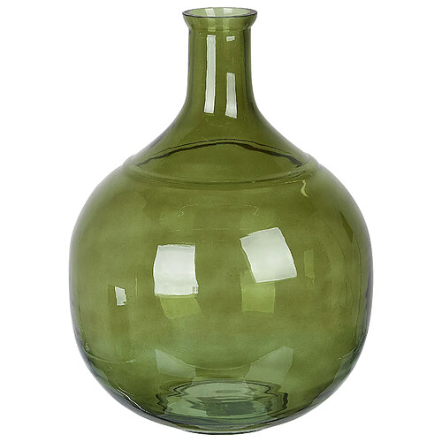 Beliani Vase à fleurs ACHAAR fait à la main Verre 34 cm Vert olive