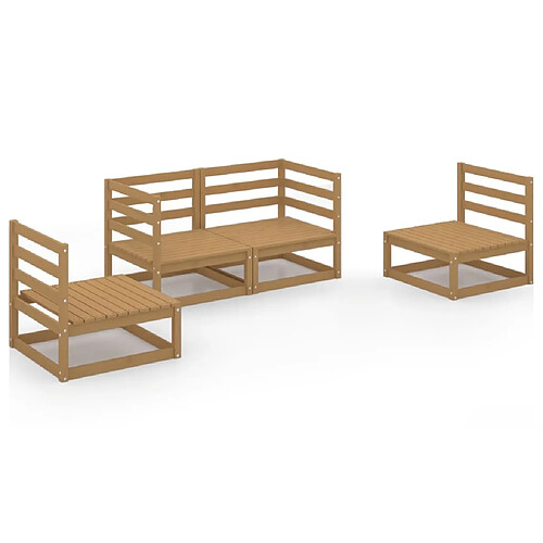 Maison Chic Salon de jardin 4 pcs - Table et chaises d'extérieur - Mobilier/Meubles de jardin Moderne marron miel bois de pin massif -MN89102