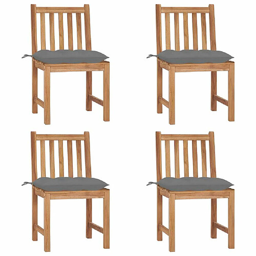 Maison Chic Lot de 4 Chaises de jardin avec coussins | Fauteuil chaises d'extérieur Bois de teck massif -GKD70072