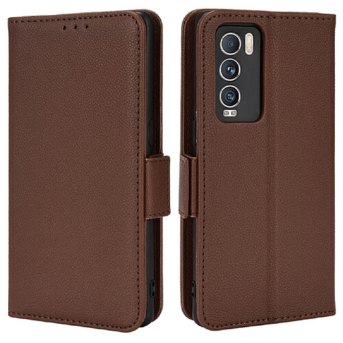 Etui en PU texture litchi avec support, marron pour votre Realme GT Explorer Master