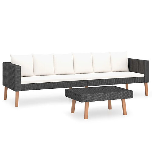 Maison Chic Salon de jardin 2 pcs avec coussins - Table et chaises d'extérieur - Mobilier/Meubles de jardin Moderne Résine tressée Noir -MN63056