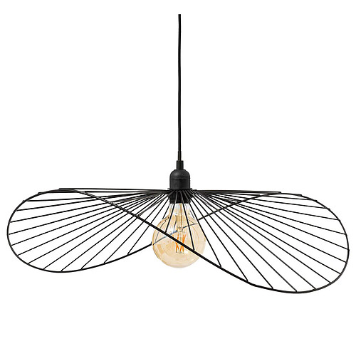 Pegane Lampe suspendue, Suspension luminaire en polypropylène coloris noir et métal noi - Longueur 57 x Profondeur 16 x Hauteur 58 cm