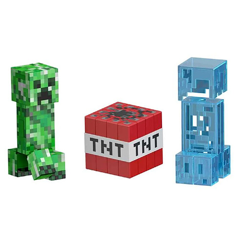 Mattel Minecraft Diamond Level Figurine Creeper avec son Arme Bloc TNT et Accessoires Multicolore