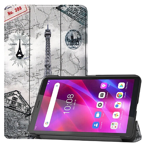 Etui en PU légers, avec support tour eiffel et carte pour votre Lenovo Tab M7 (3rd Gen)