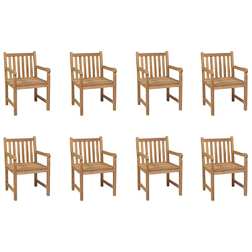 vidaXL Chaises d'extérieur lot de 8 Bois de teck solide