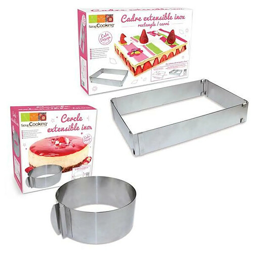 Scrapcooking 2 cadres pâtisserie extensibles - cercle & rectangle