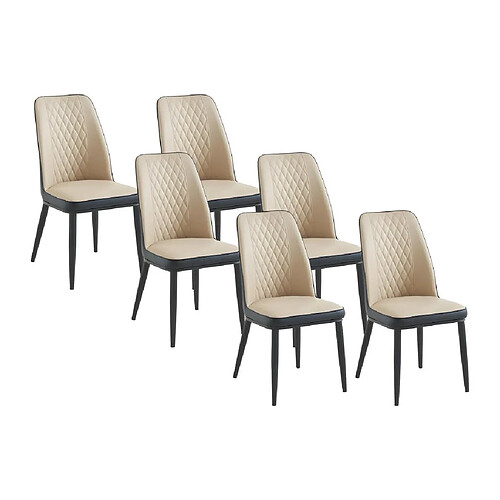 Vente-Unique Lot de 6 chaises en simili et métal - Beige et anthracite - MILDURA