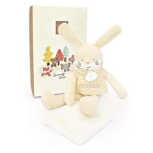 Doudou et Compagnie Doudou lapin beige avec mouchoir - sweety - 25 cm