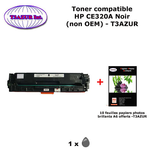 Toner générique HP CE320A pour HP LaserJet Pro CP1525 , CM1415 noir+ 10f papiers photos A6 -T3AZUR