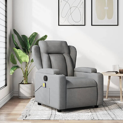 vidaXL Fauteuil de massage inclinable Gris clair Tissu