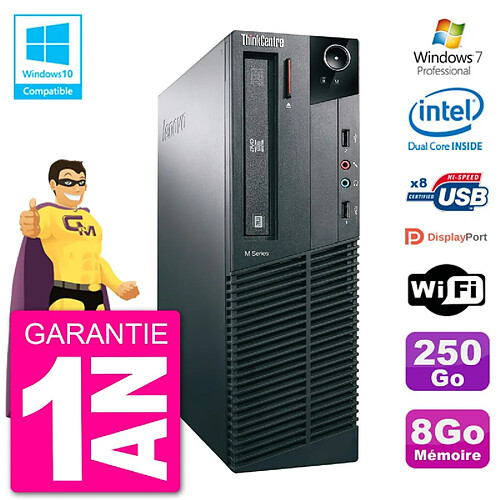 PC Lenovo ThinkCentre M82 SFF G2020 RAM 8Go Disque Dur 250Go Graveur DVD Wifi W7 · Occasion