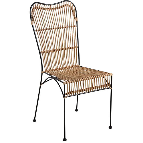 Aubry Gaspard Chaise en rotin naturel et métal noir.