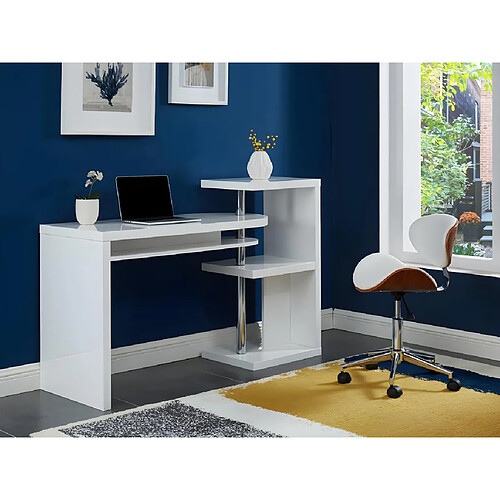 Vente-Unique Chaise de bureau MONTENEGRO - Hauteur Ajustable - Simili - Noyer et Blanc