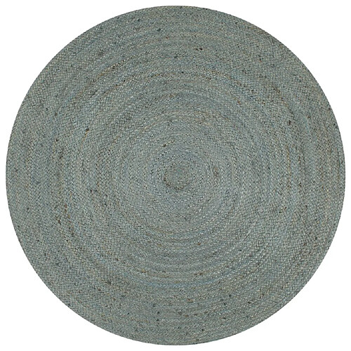 Decoshop26 Tapis fait à la main Jute Rond 150 cm Vert olive DEC023465