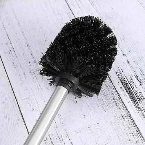 Universal 1 pcs de brosse de toilette avec poignée en acier inoxydable (noir) | Porte-brosse de toilette