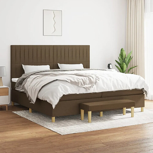 vidaXL Sommier à lattes de lit avec matelas Marron foncé 200x200 cm