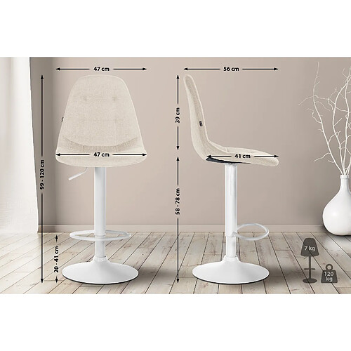 Non Tabouret de bar Elmore tissu W