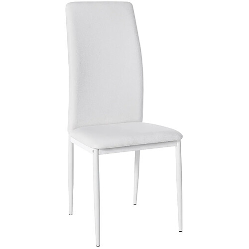 Decoshop26 Chaise de salle à manger x1 design classique en PVC blanc piètement à quatre pieds en métal blanc 10_0002090