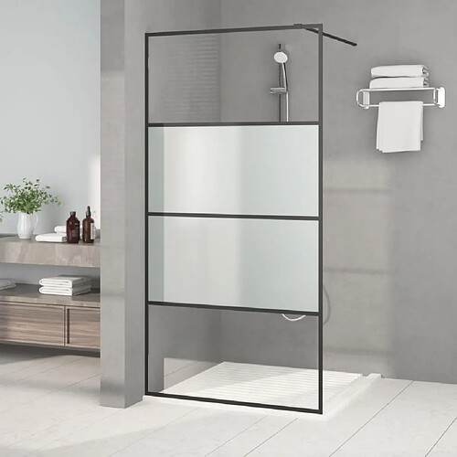 Maison Chic Paroi de douche | Écran de douche | Cloison de douche Noir 100x195 cm Verre ESG demi-dépoli -GKD55130