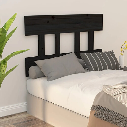 vidaXL Tête de lit Noir 93,5x3x81 cm Bois massif de pin