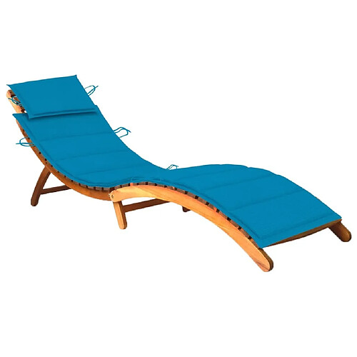 Maison Chic Chaise longue de jardin avec coussin | Bain de soleil Relax | Transat Bois d'acacia solide -GKD75163