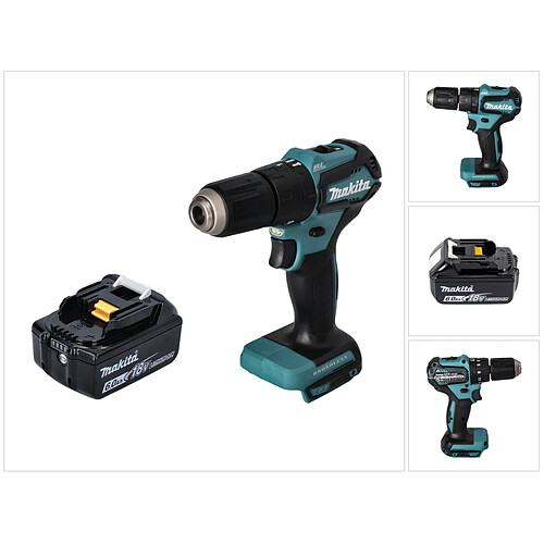 Makita DHP 483 G1 Perceuse-visseuse à percussion sans fil 18 V 40 Nm Brushless + 1x Batterie 6,0 Ah - sans chargeur