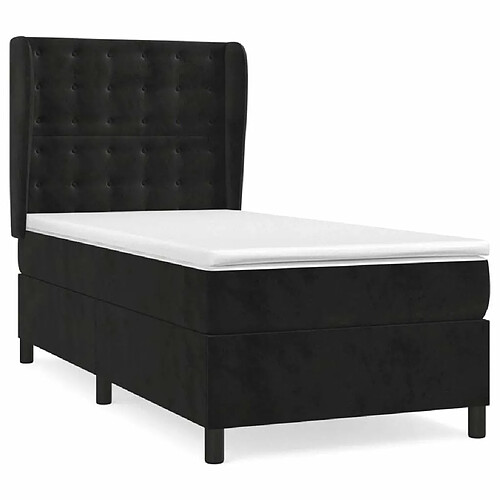 Maison Chic Lit adulte- Lit + matelas,Sommier à lattes de lit avec matelas Noir 90x200 cm Velours -GKD70082