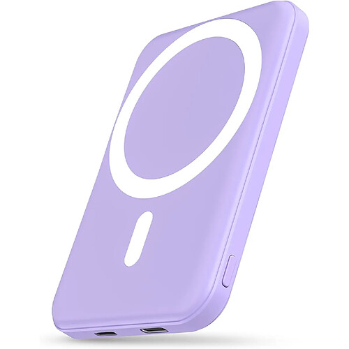 SANAG Batterie Externe Avec Mag-Safe, 5000Mah Batterie Externe Induction, Mini Power Bank Magnetique Sans Fil 20W Pd Charge Rapide Avec Type-C Pour Iphone16/15/14/13/12/Plus/Pro/ /Mini-Violet