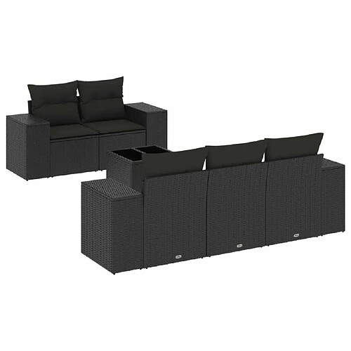 Maison Chic Salon de jardin 6 pcs avec coussins | Ensemble de Table et chaises | Mobilier d'Extérieur noir résine tressée -GKD38313