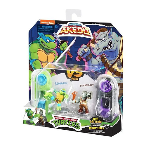 Coffret Tortues Ninja Leonardo vs Kraang - Akedo - Moose Toys - Armes uniques - 4 coffrets duel a collectionner