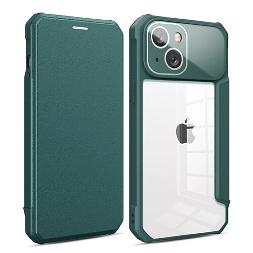 Etui en PU + TPU auto-absorbé magnétique, anti-rayures avec support et porte-carte pour votre iPhone 14 Plus - vert