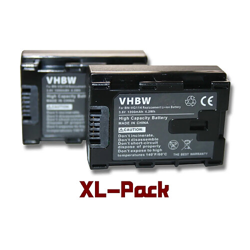 vhbw set de 2 batteries 1200mAh pour caméscope JVC GZ-HM570, GZ-HM65, GZ-HM650, GZ-HM650BU, GZ-HM655, GZ-HM670, GZ-HM690, GZ-HM845, GZ-HM855