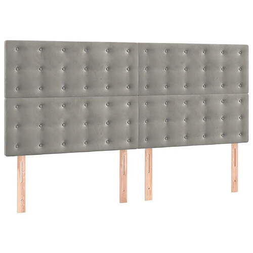 Maison Chic Lot de 4 Têtes de lit design pour chambre - Décoration de lit Gris clair 100x5x78/88 cm Velours -MN59254