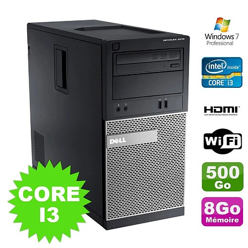 PC Tour DELL Optiplex 3010 MT Intel I3-2120 Graveur 8Go 500Go HDMI Wifi W7 · Occasion