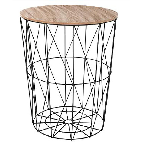 Pegane Table d'appoint design en MDF et acier, noir - Dim : D.47 x H. 57 cm