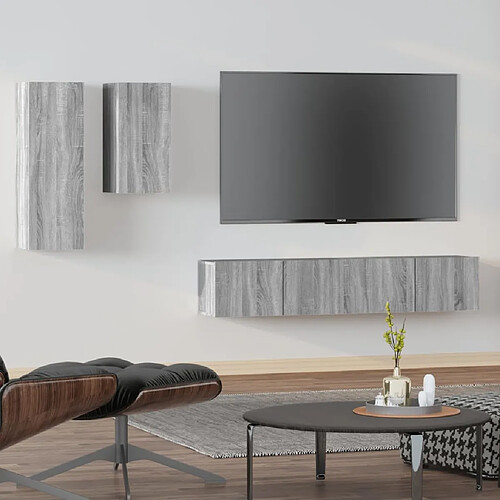 vidaXL Ensemble de meubles TV 4 pcs Sonoma gris Bois d'ingénierie