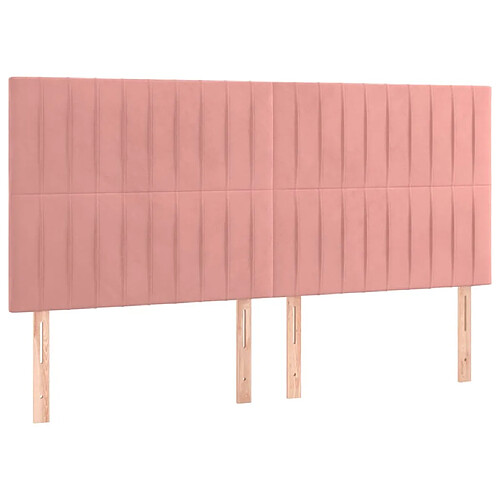 Maison Chic Lot de 4 Têtes de lit design pour chambre - Décoration de lit Rose 90x5x78/88 cm Velours -MN58603