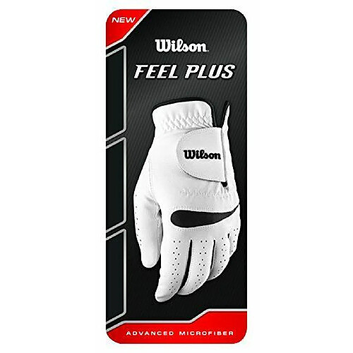 Wilson Feel Plus Gant de golf gauche en cuir synthétique résistant aux intempéries pour homme Blanc M Blanc - Blanc