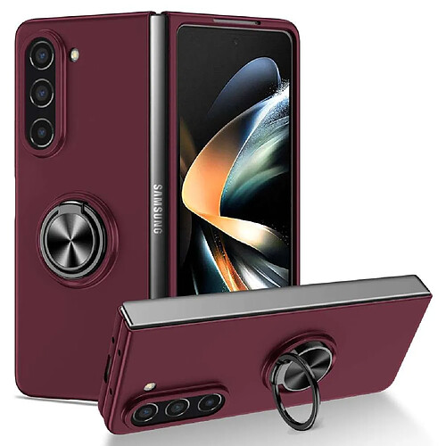 Htdmobiles Coque pour Samsung Galaxy Z Fold 5 5G - housse etui rigide bague anti choc magnetique - ROUGE BORDEAUX