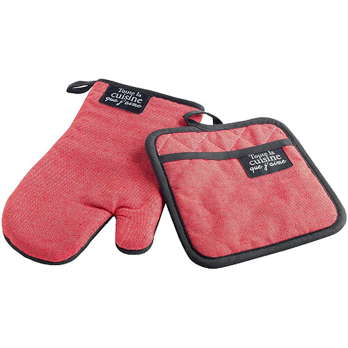 Douceur D'Interieur Gant et manique de cuisine - PVC - Chambray Harold - Rouge