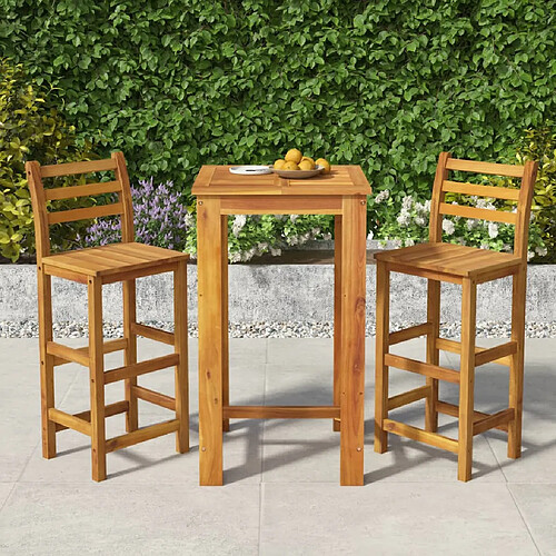 vidaXL Ensemble de bar de jardin 3 pcs bois d'acacia solide