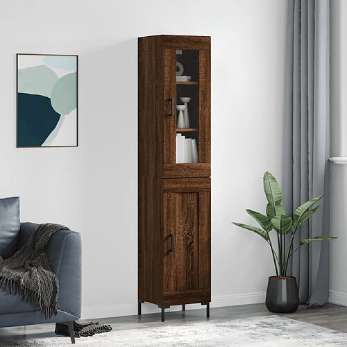 vidaXL Buffet haut Chêne marron 34,5x34x180 cm Bois d'ingénierie