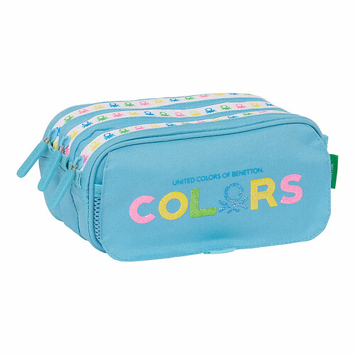 Trousse Fourre-Tout Triple Benetton Spring Bleu ciel 21,5 x 10 x 8 cm