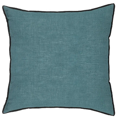 Pegane Lot de 2 coussin décoratif déhoussable en lin et coton coloris bleu canard - Longueur 45 x Profondeur 12 x Hauteur 45 cm