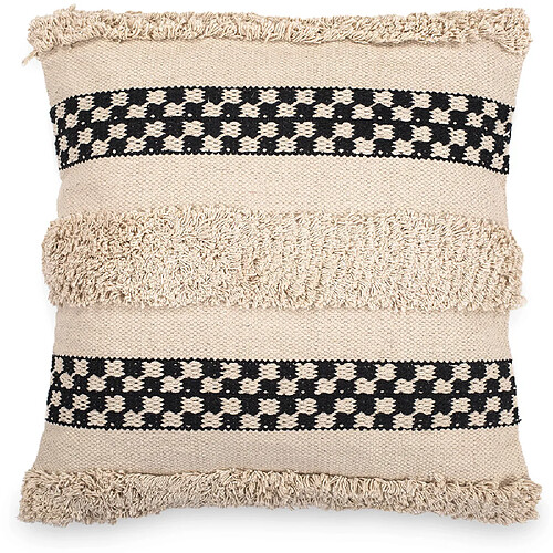 ICONIK INTERIOR Coussin de style boho Bali - Housse et Rembourrage inclus - Daviniu Noir